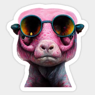 creature,photorealistic scary pig with pierced nose and sunglasses 8k Sticker